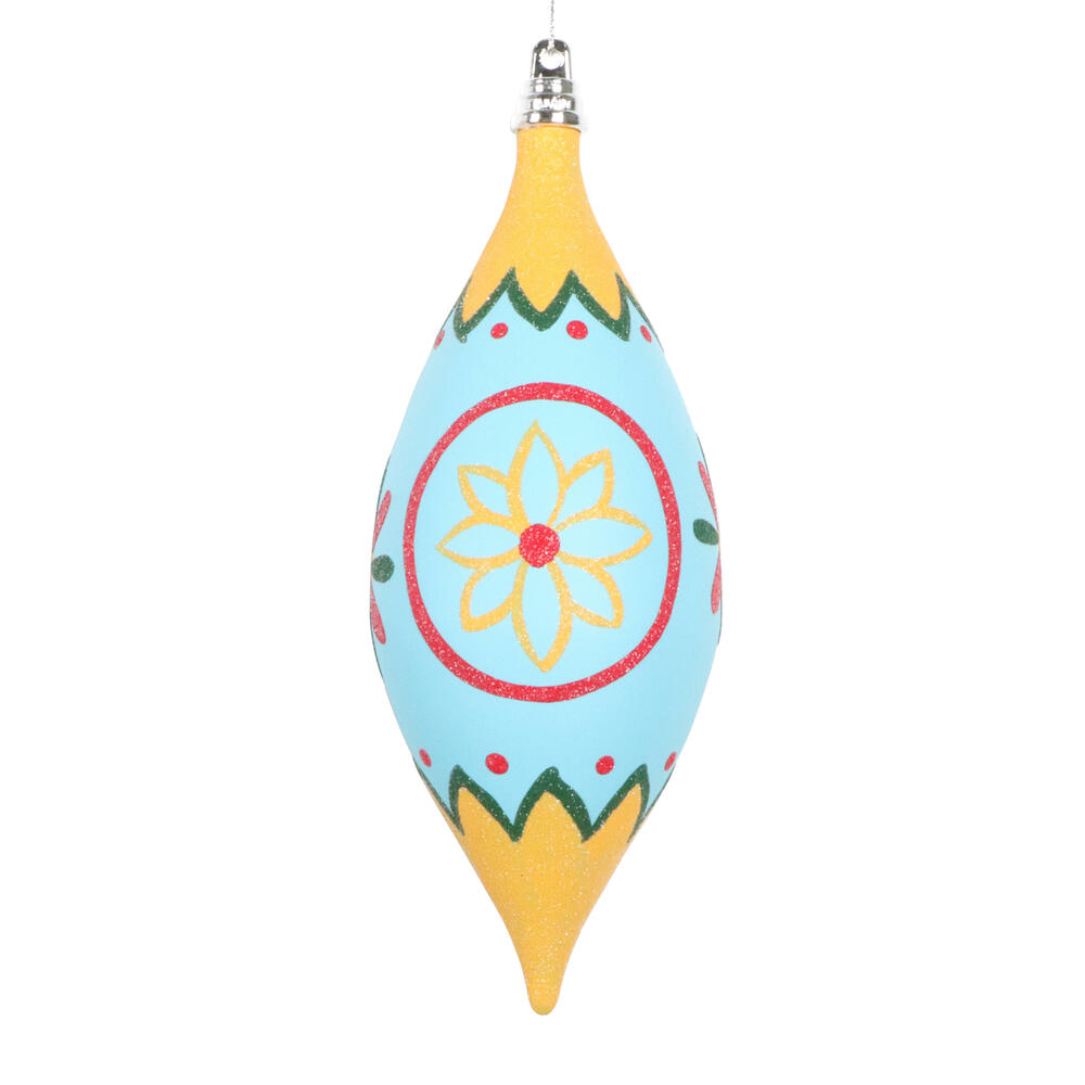 MT232033 7 in. Light Blue Hand-Painted Shuttle Ornament - 3 Piece