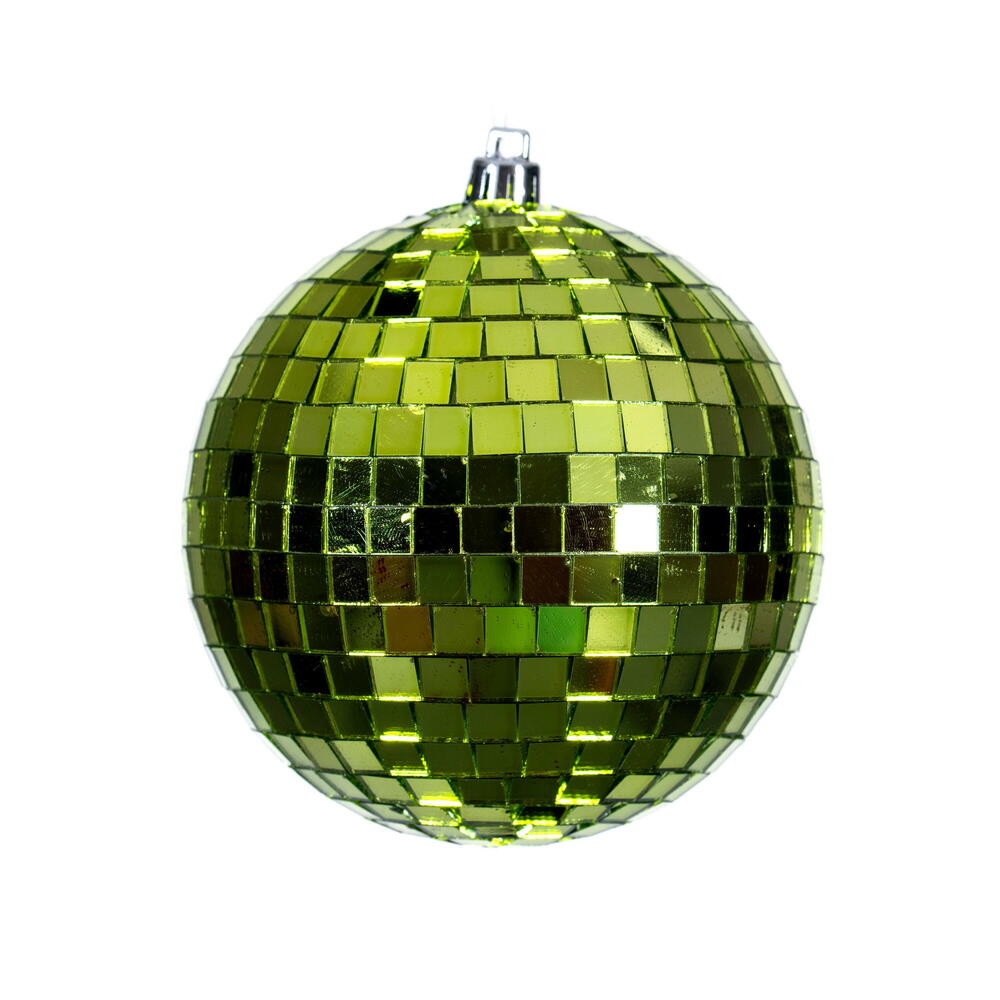 N233273D 4.75 in. Lime Mirror Ball Ornament - 4 Per Bag