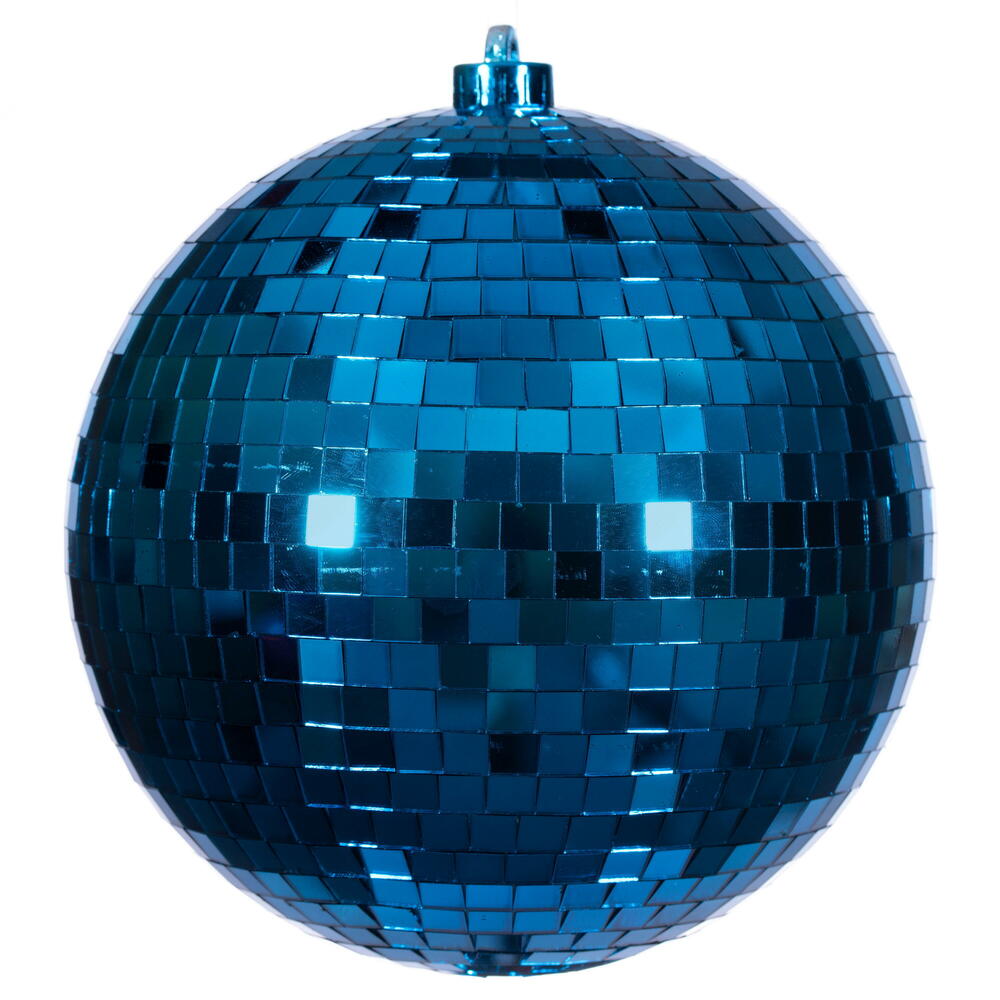 N233402D 8 in. Blue Mirror Ball Ornament