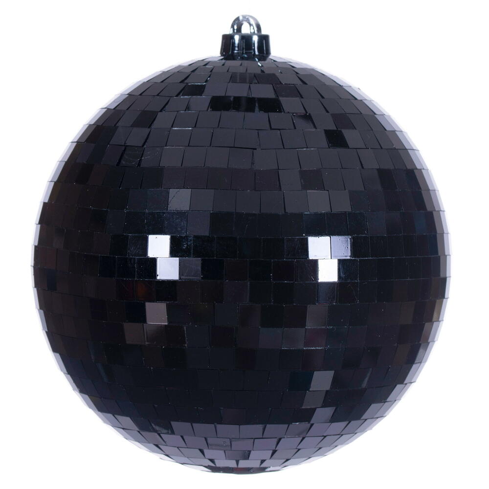 N233417D 8 in. Black Mirror Ball Ornament