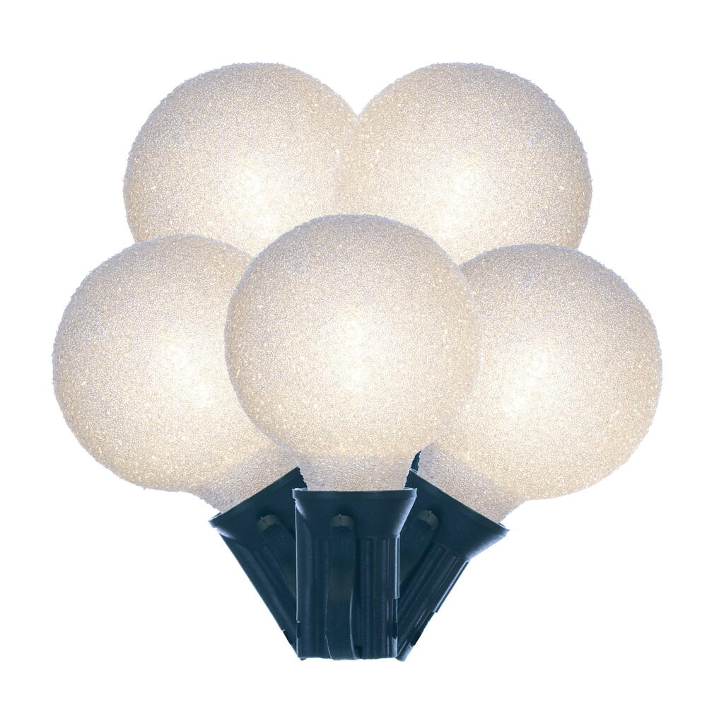 X231201 12 Lights x 12 ft. Warm White LED Iced G40 Light Set - 12 in. Spacing on Green Wire