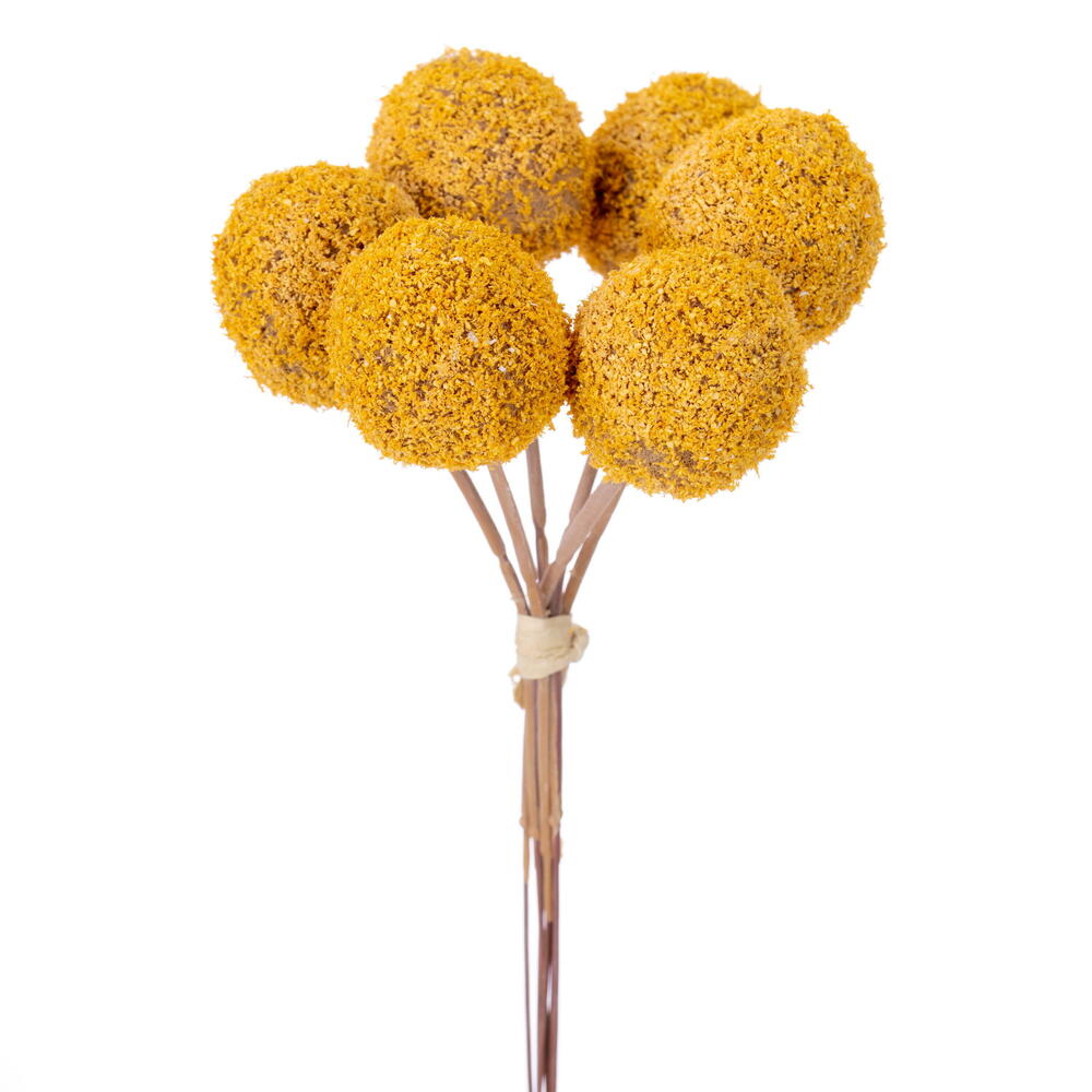 FNT236874 7 in. Dark Yellow Billy Buttons Stem - Bag of 6