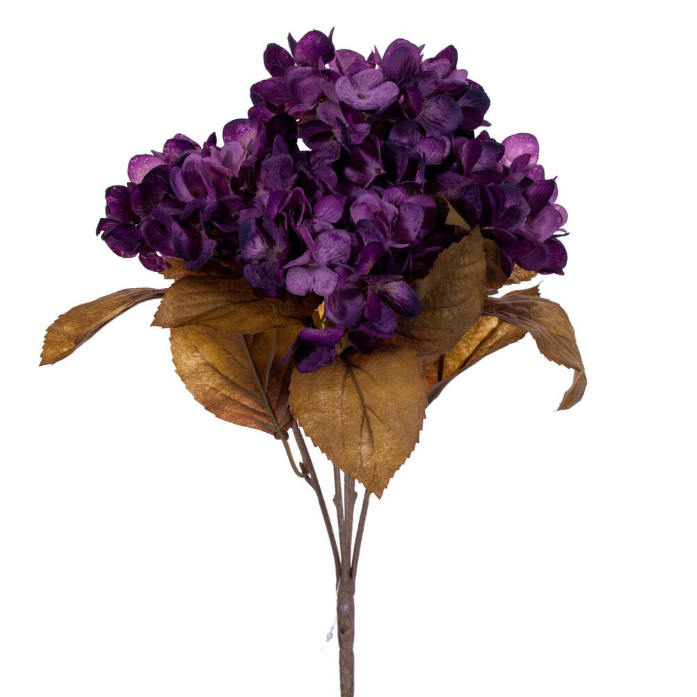 FR234866 16.5 in. Artificial Dark Purple Hydrangea Bush - Bag of 2