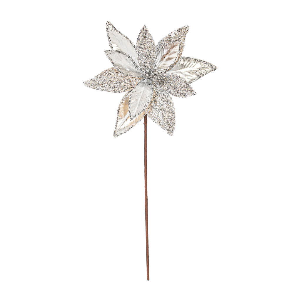 RG230107 21.5 in. Silver Poinsettia Stem - 6 Per Bag