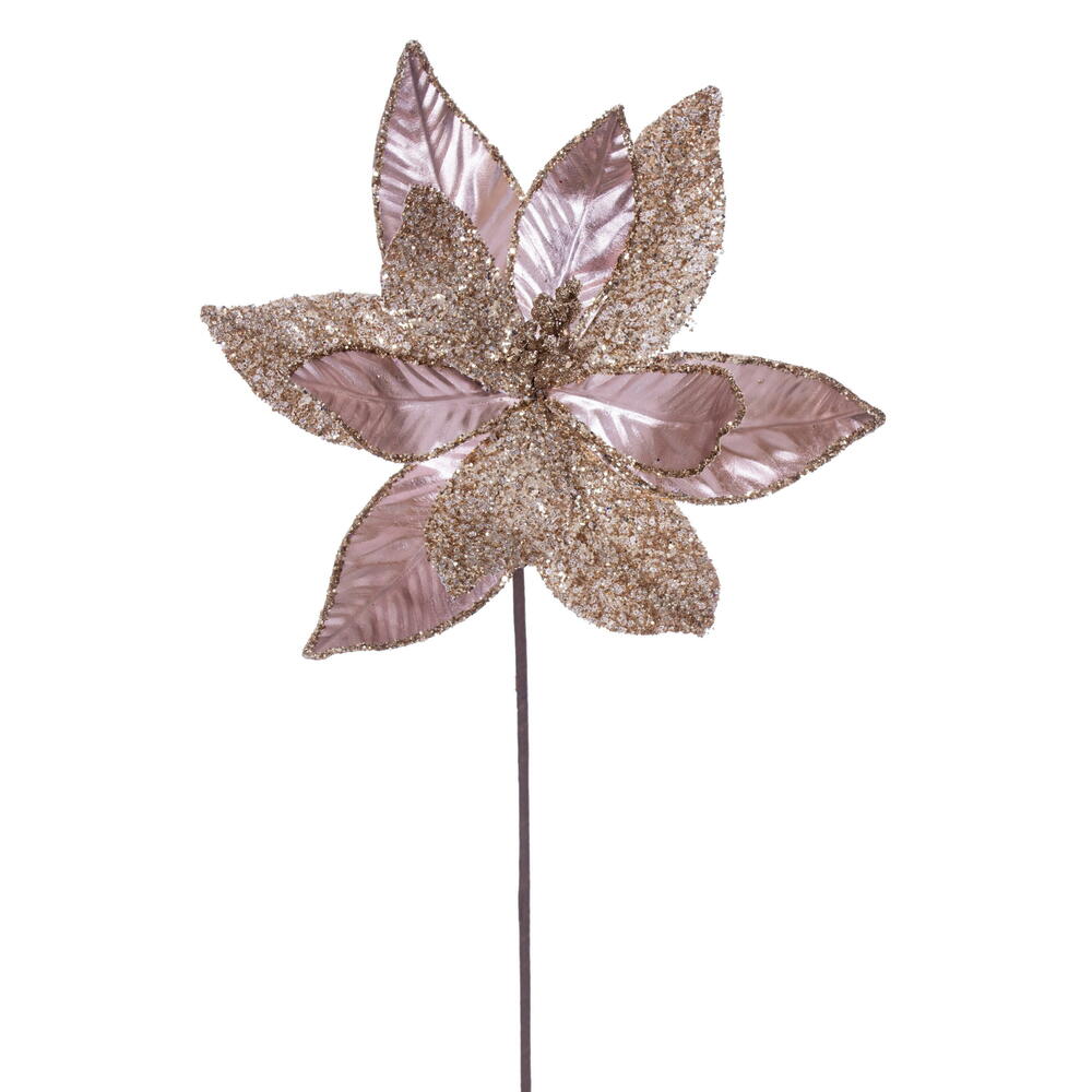 RG230158 21.5 in. Rose Gold Poinsettia Stem - 6 Per Bag