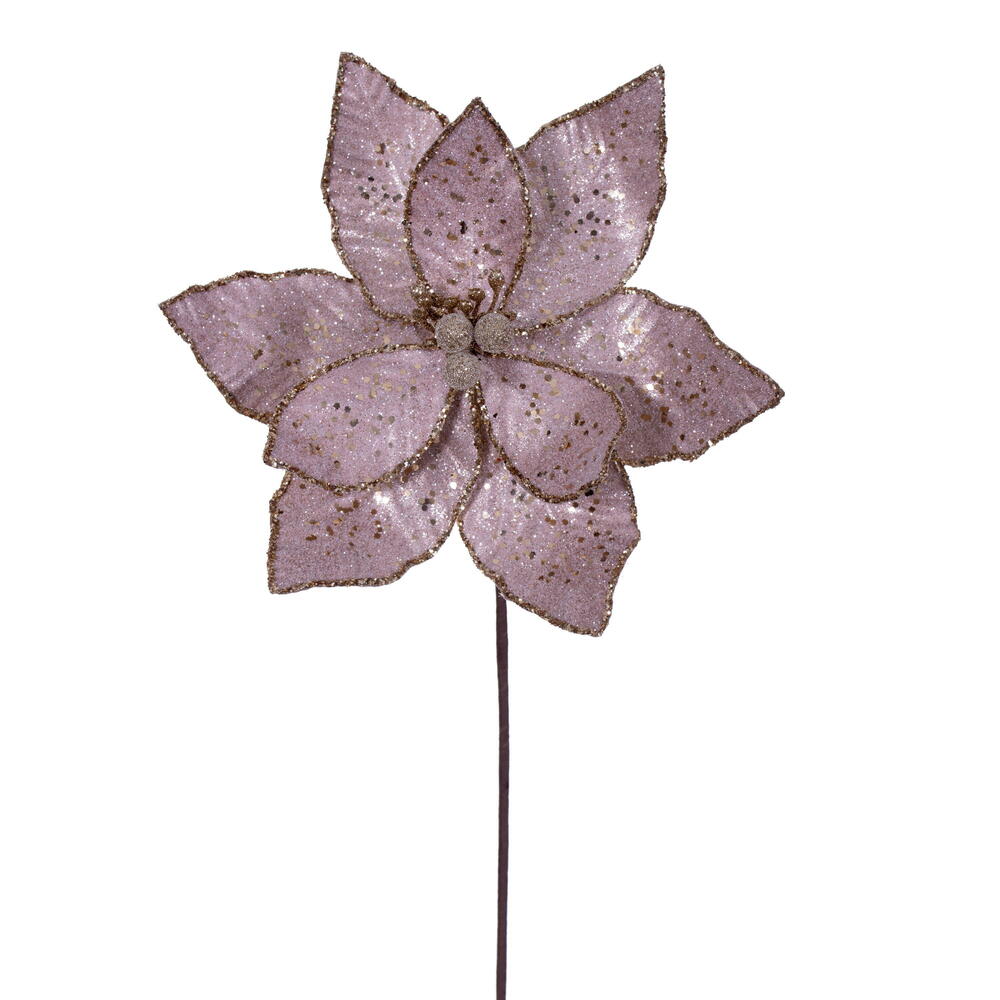 RG231158 21.5 in. Rose Gold Sequin Poinsettia - 6 Piece