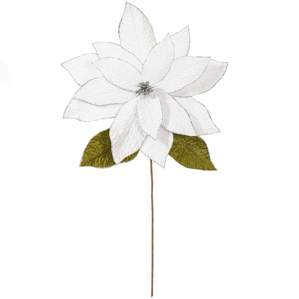 RG237711 27.5 in. Milk White Poinsettia Stem - 2 Piece