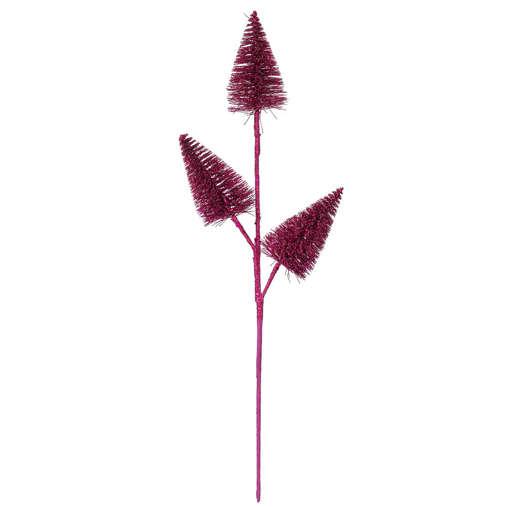 RX230359 20 in. Artificial Hot Pink Glitter Cone Tree Spray - 6 Piece