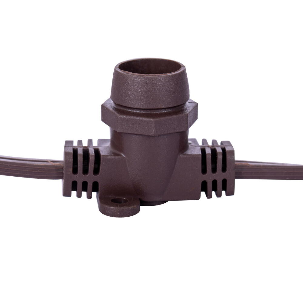 VC7B12025 25 ft. x 25 E12 Socket 18AWG SPT2 Wire Stringer with All Standard E12 Bulbs - Brown