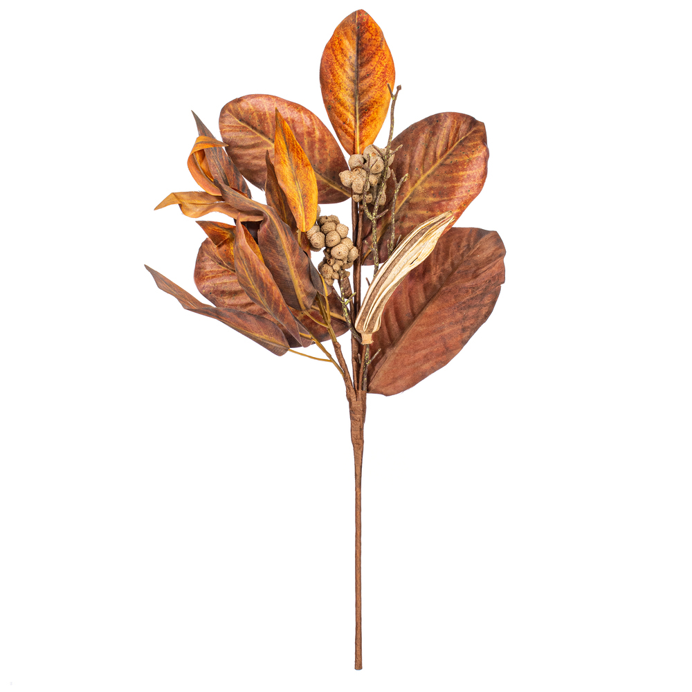 FT240113 24 in. Brown Magnolia Leaf Spray - 3 Piece