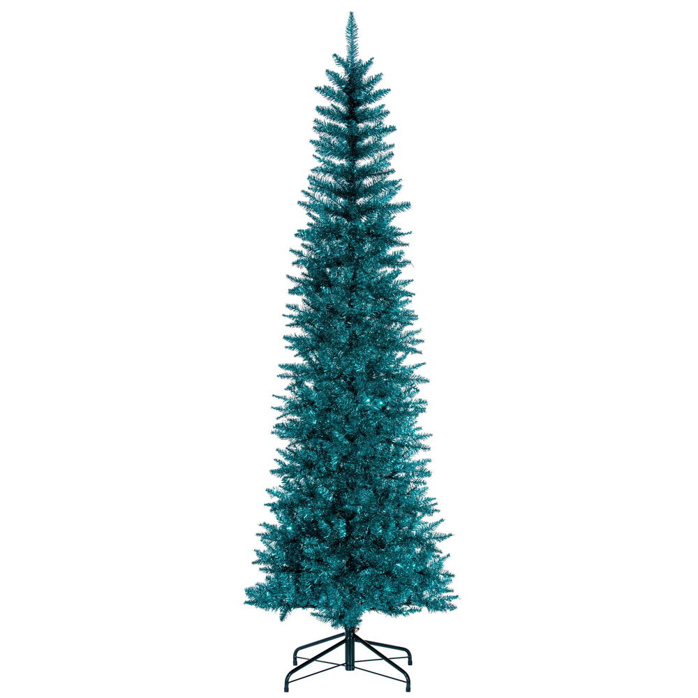 K240865 6.5 ft. x 28 in. Aqua Tinsel Pencil Artificial Unlit Christmas Tree