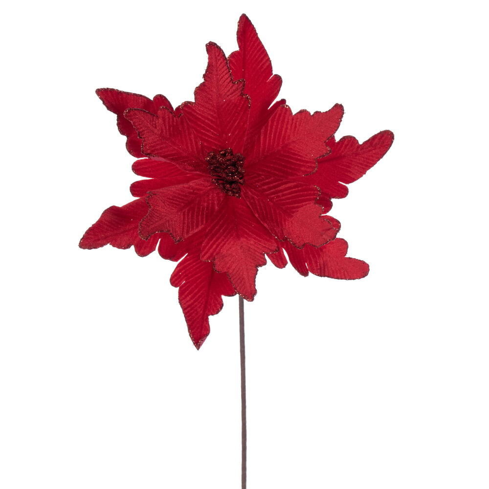 RG241503 13 x 20 in. Red Deluxe Velvet Poinsettia Stem