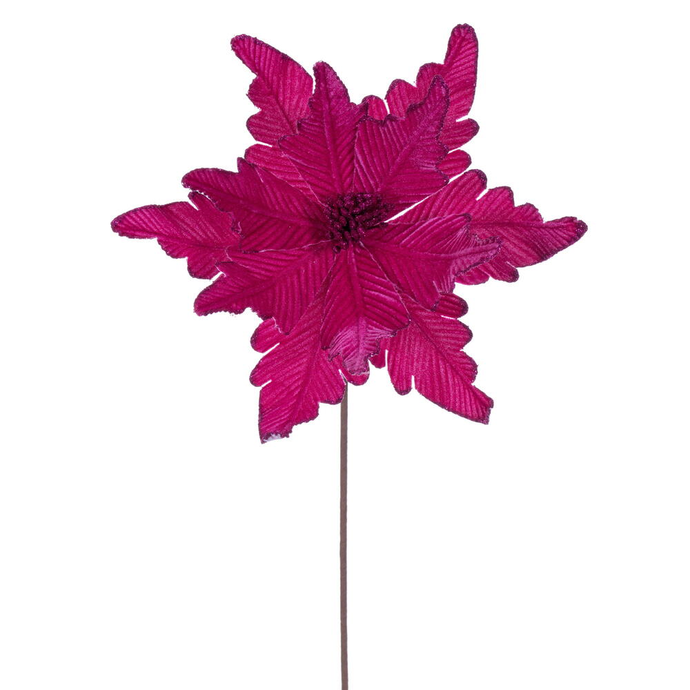 RG241570 13 x 20 in. Fuchsia Deluxe Velvet Poinsettia Stem