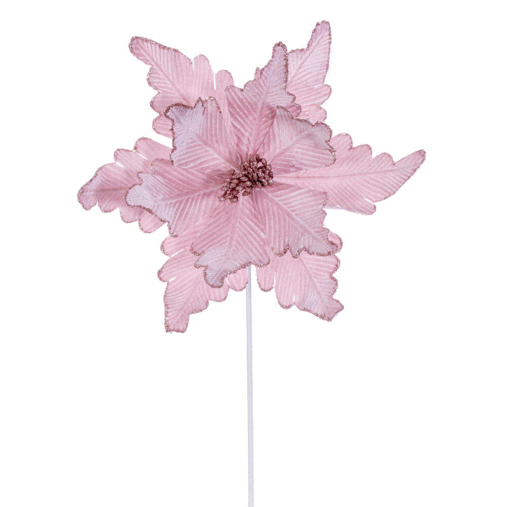 RG241579 13 x 20 in. Pink Deluxe Velvet Poinsettia Stem