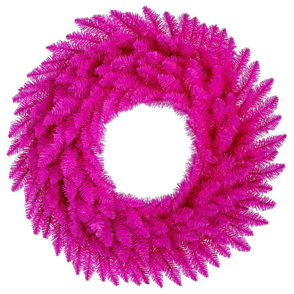 A243930 30 in. Hot Pink Artificial UnLit Wreath with 210 Realistic PVC Tips