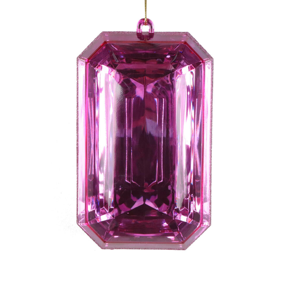 MT233045 8 in. Mauve Rectangle Jewel Glitter Ornament - 2 Piece