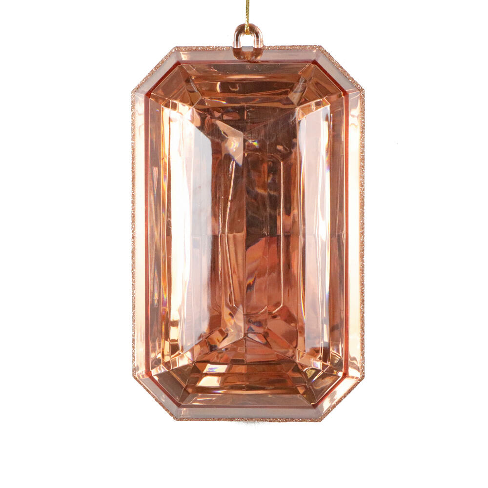 MT233058 8 in. Rose Gold Rectangle Jewel Glitter Ornament - 2 Piece