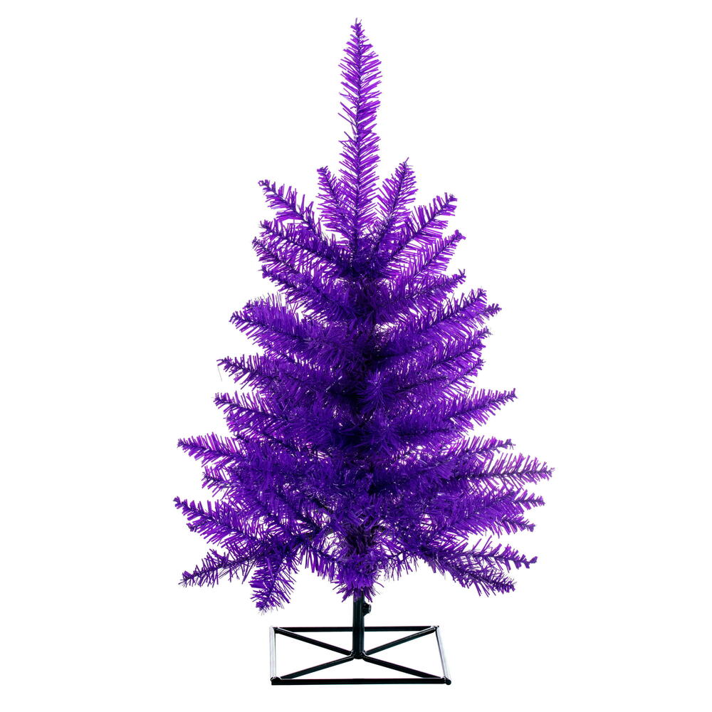 K163120 2 ft. x 20 in. Purple Artificial UnLit Christmas Tree with 84 PVC Tips & Plastic Tree Stand