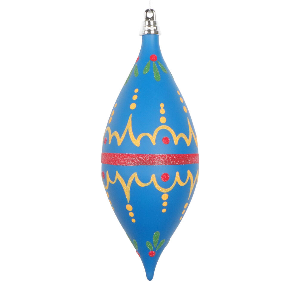 MT232043 7 in. Blue Hand-Painted Shuttle Ornament - 3 Piece