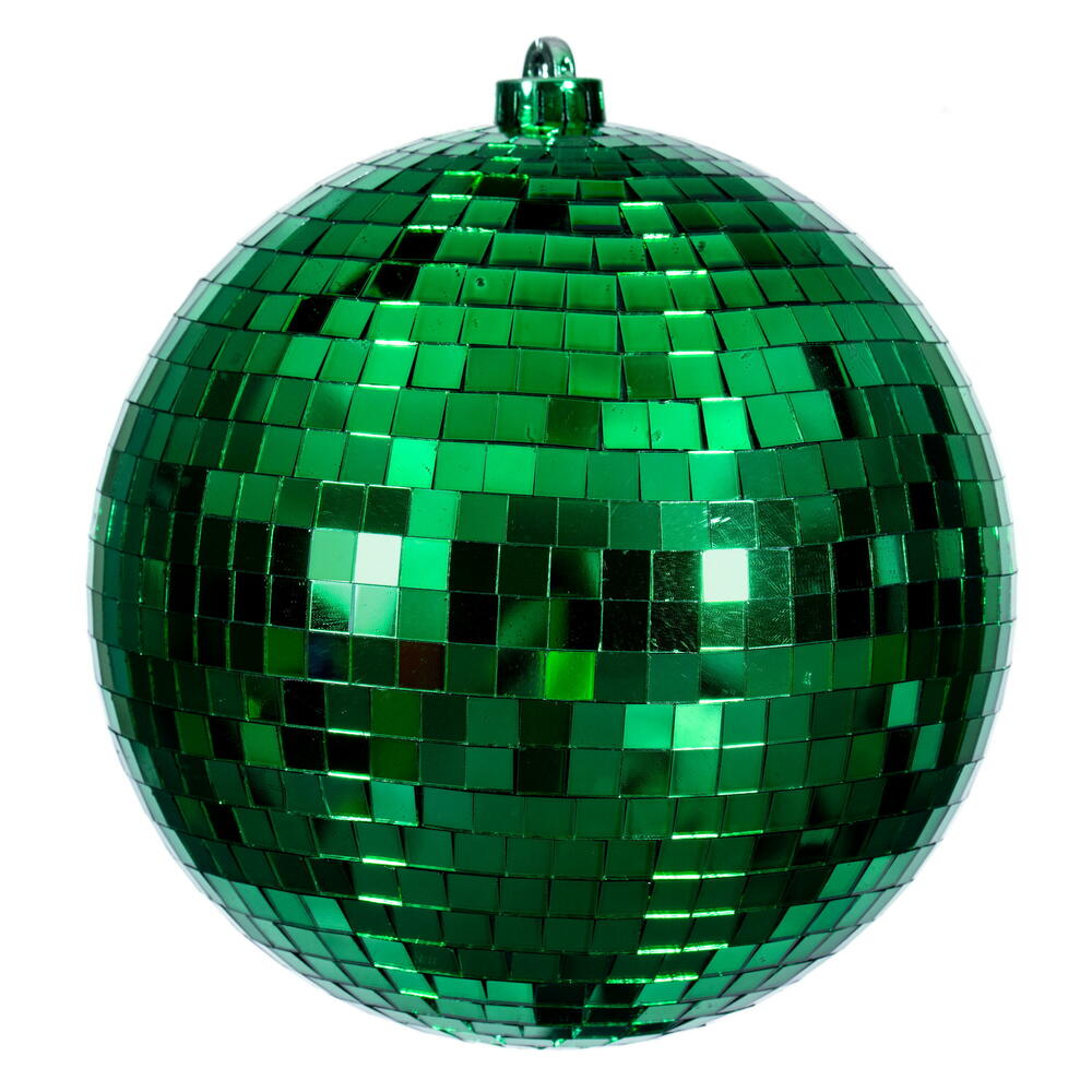 N233404D 8 in. Green Mirror Ball Ornament