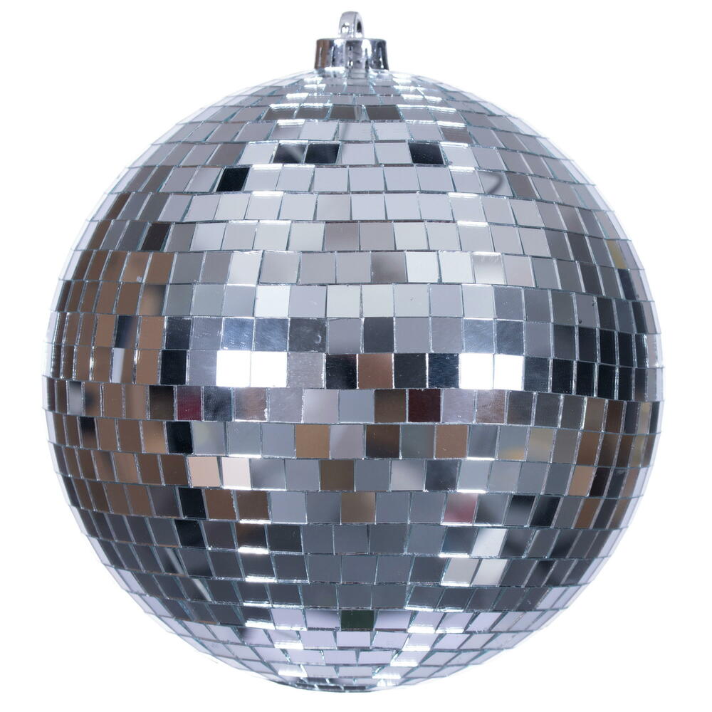 N233407D 8 in. Silver Mirror Ball Ornament