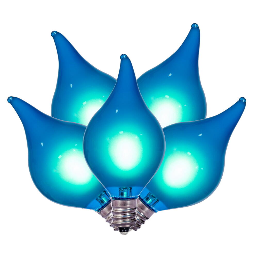 X231512 5 Blue LED G45 Glass Flame Tip Replacement Bulbs