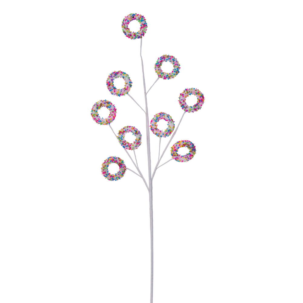 EH236911 36 in. White Glitter Circle Artificial Christmas Spray - Bag of 3