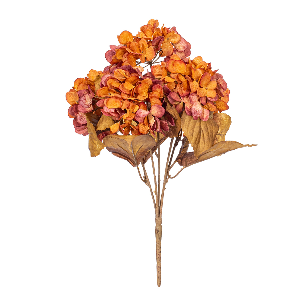 FR234876 16.5 in. Artificial Brown Hydrangea Bush - Bag of 2