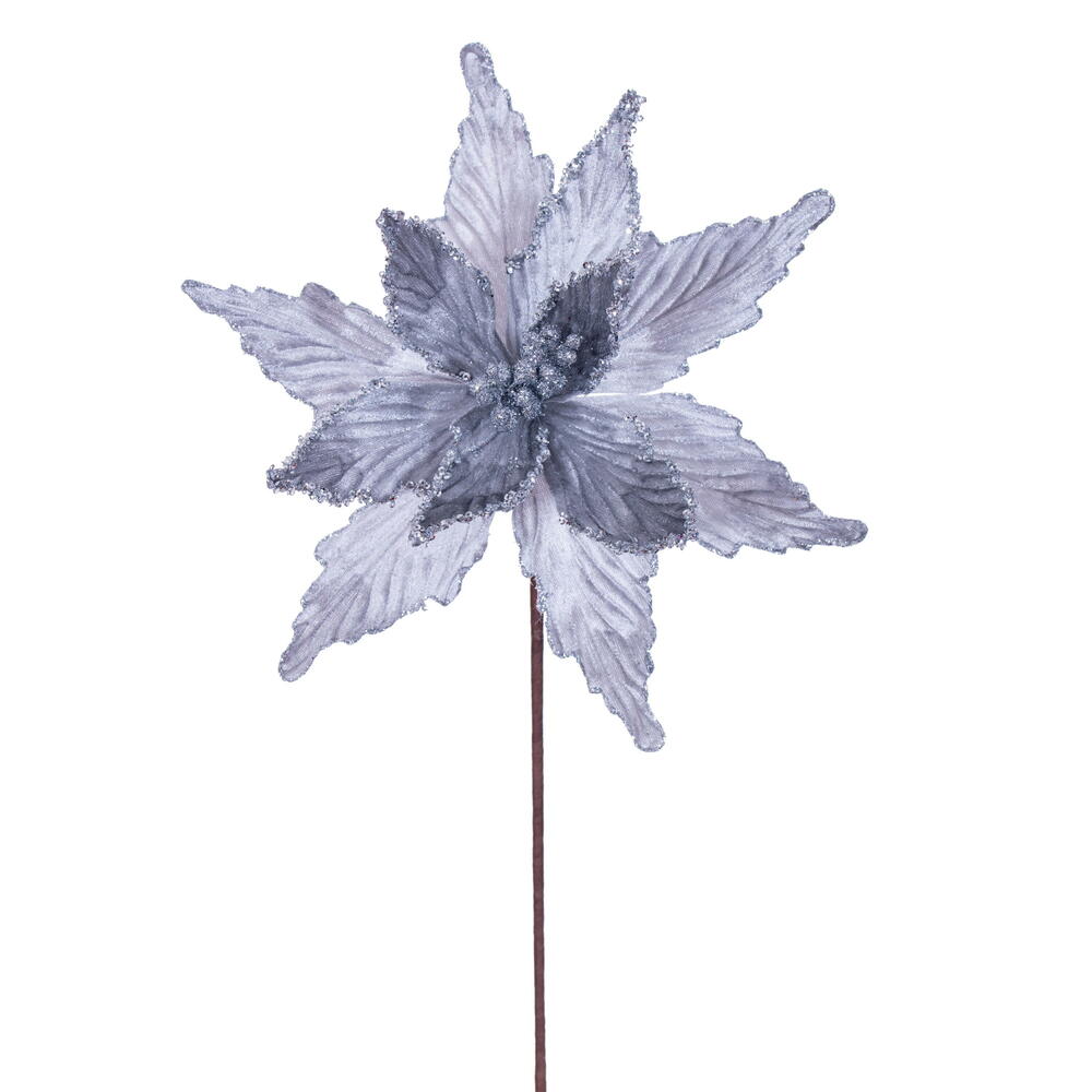 RG234907 21.5 in. Silver Poinsettia Stem - 6 Piece