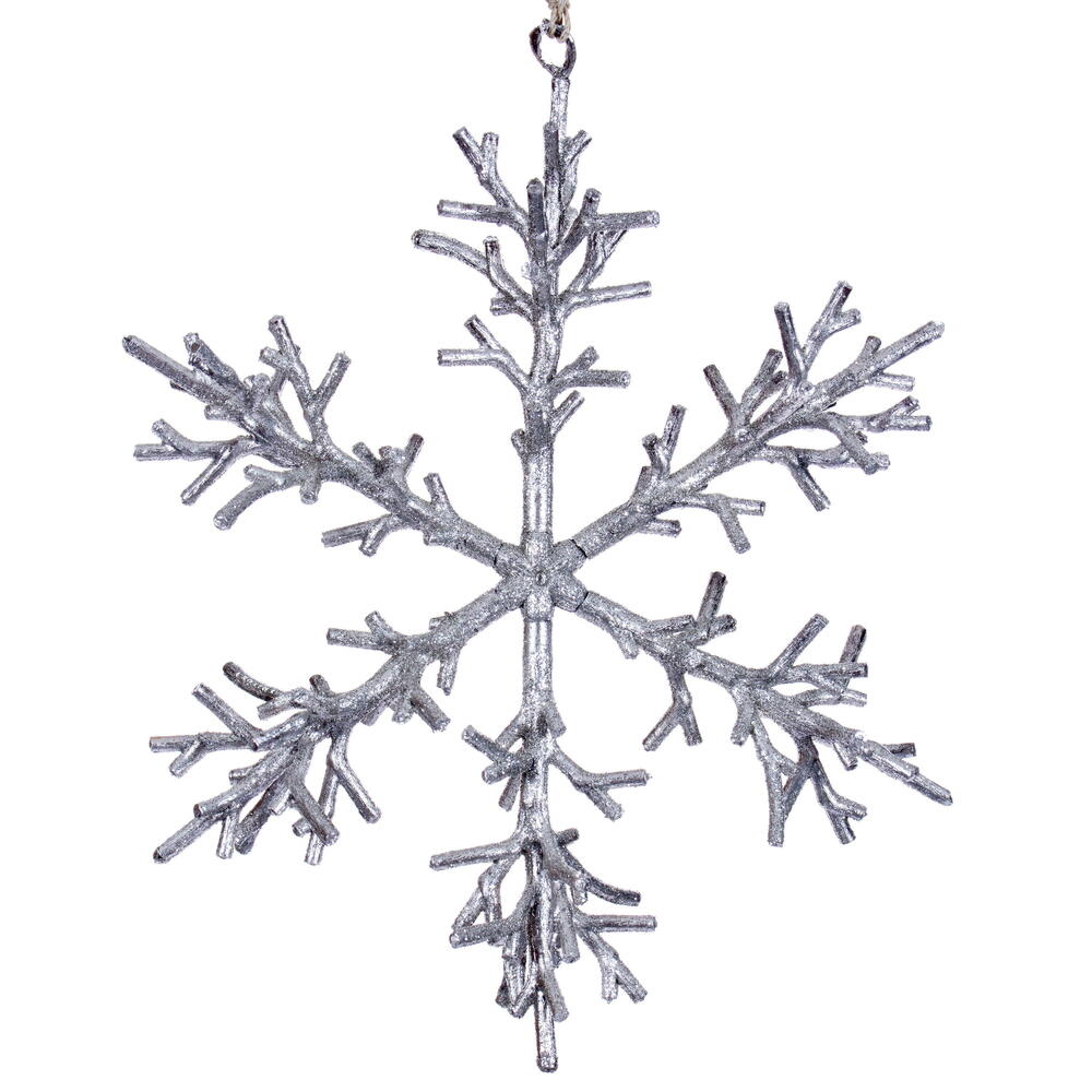 RV230507 9 in. Silver Twig Snowflake Ornament - 3 Piece