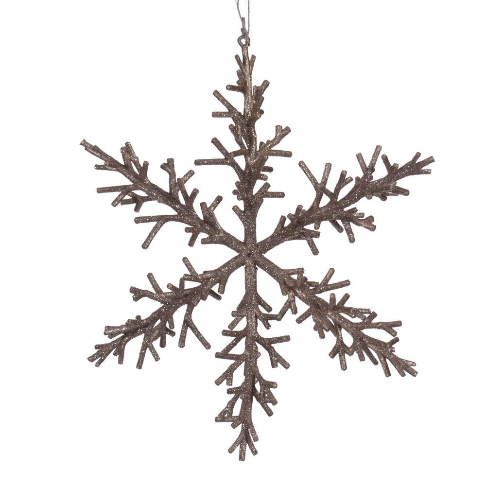 RV230658 12 in. Rose Gold Twig Snowflake Ornament - 3 Piece
