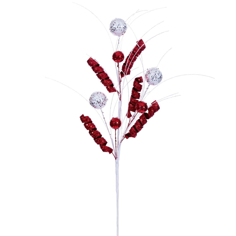 RX230932 23 in. Artificial Red & White Curly Spray - 4 Piece