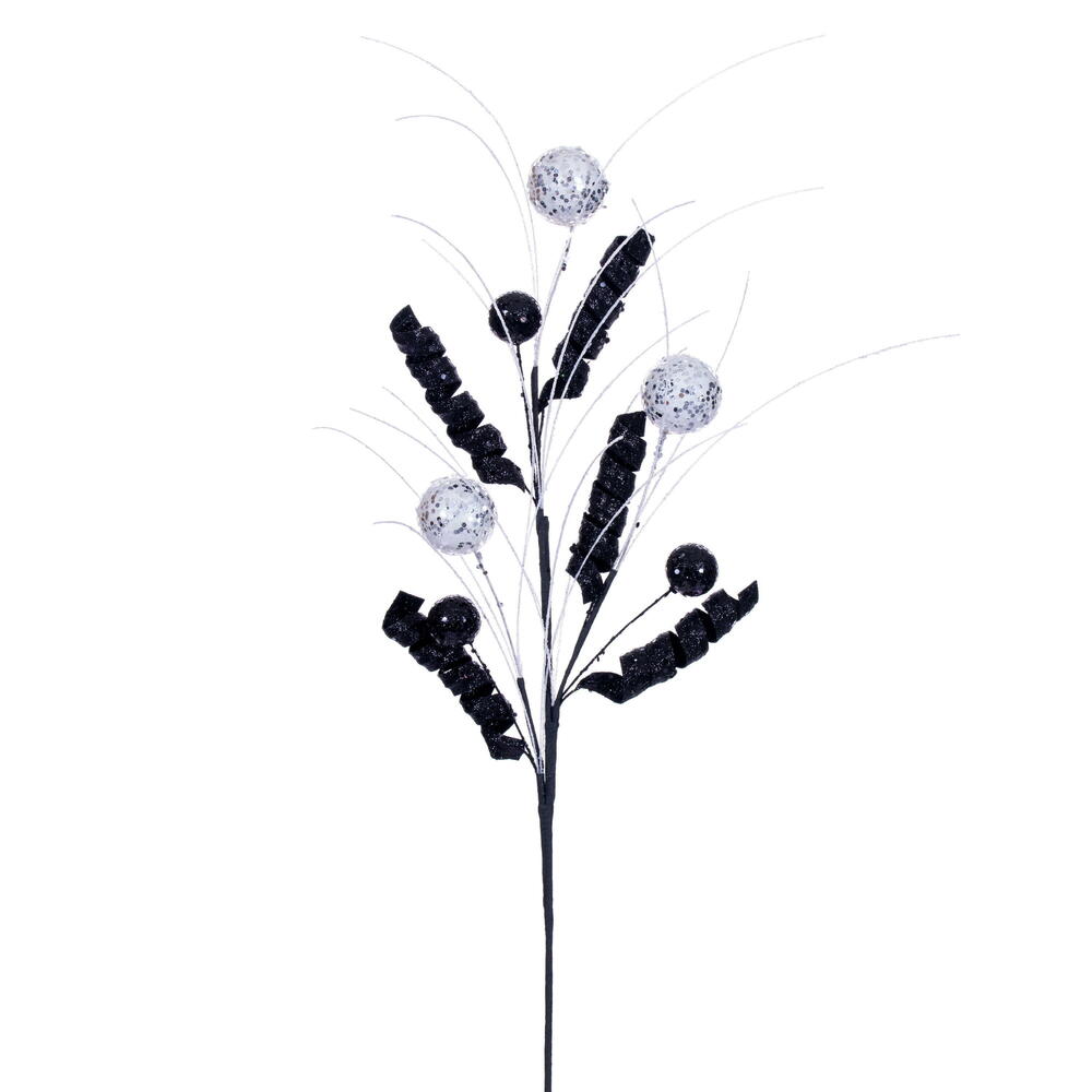 RX230944 23 in. Artificial Black & White Curly Spray - 4 Piece