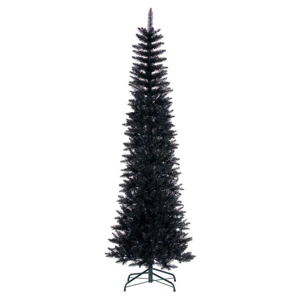 K241875 7.5 ft. x 32 in. Black Pencil Artificial Unlit Christmas Tree