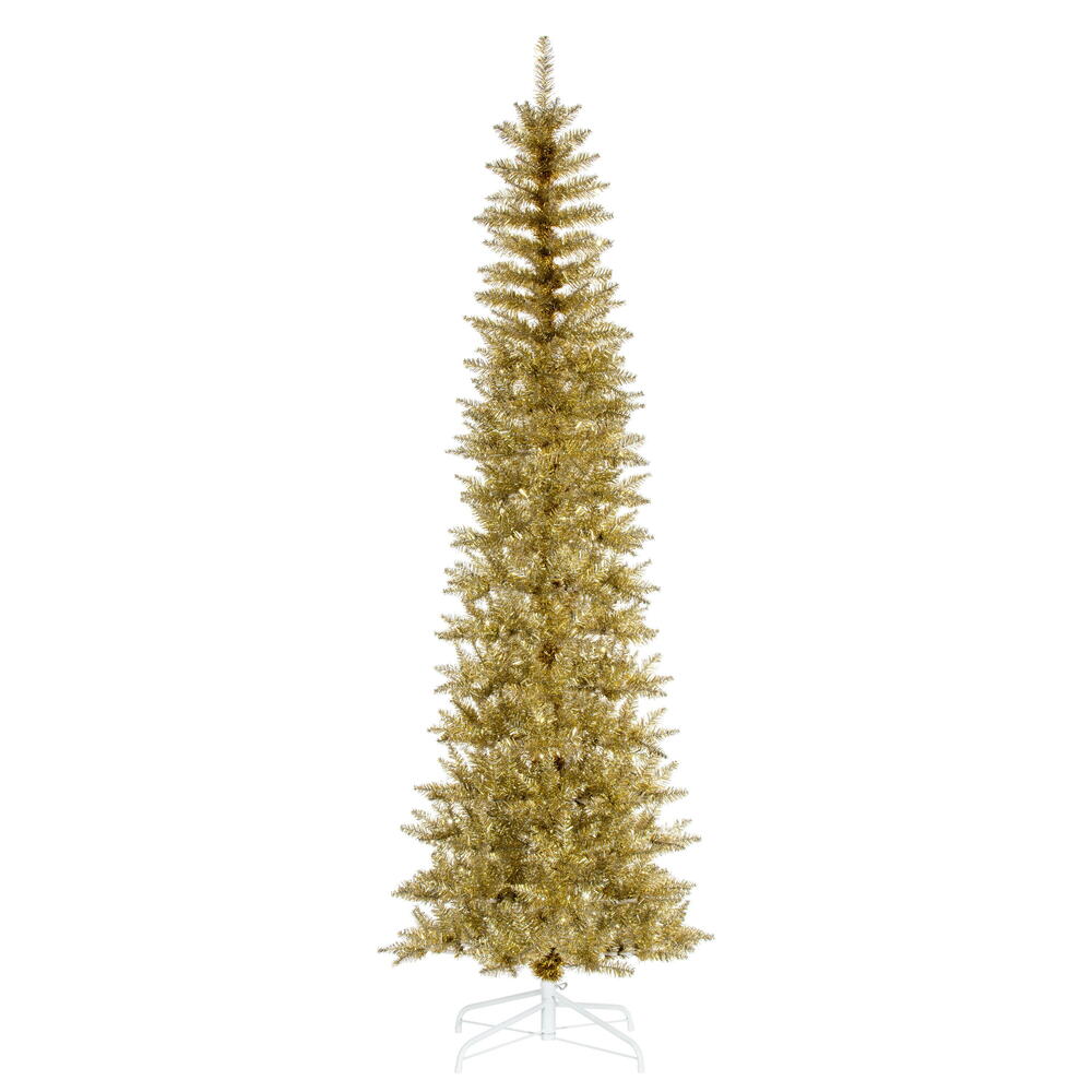 K246180 8.5 ft. x 38 in. Champagne Pencil Artificial Unlit Christmas Tree