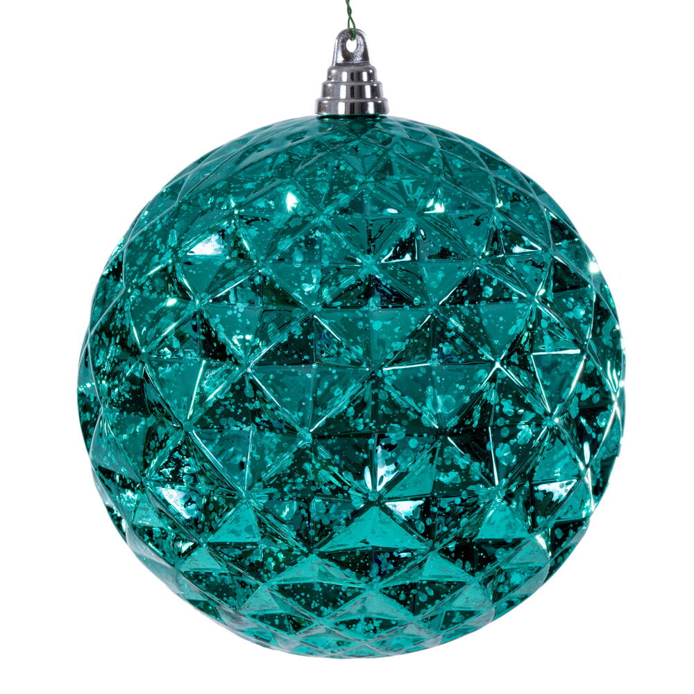 MC240542 8 in. Teal Diamond Mercury Ornament