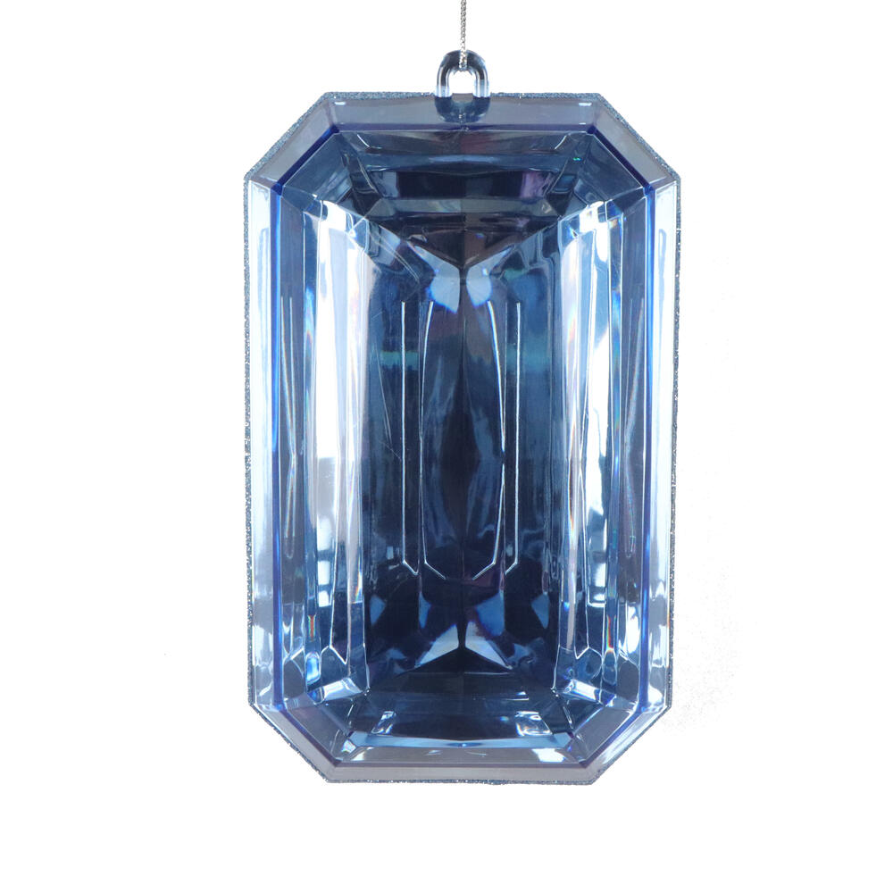 MT233032 8 in. Baby Blue Rectangle Jewel Glitter Ornament - 2 Piece