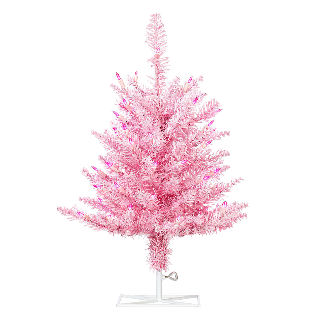 K163721LED 2 ft. x 20 in. Pink Artificial Christmas Tree with 50 Pink LED Lights