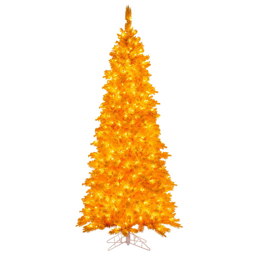 K237121LED 2 ft. x 20 in. Flocked Yellow Artificial Pre-Lit Christmas Tree with Yellow LED Mini Lights