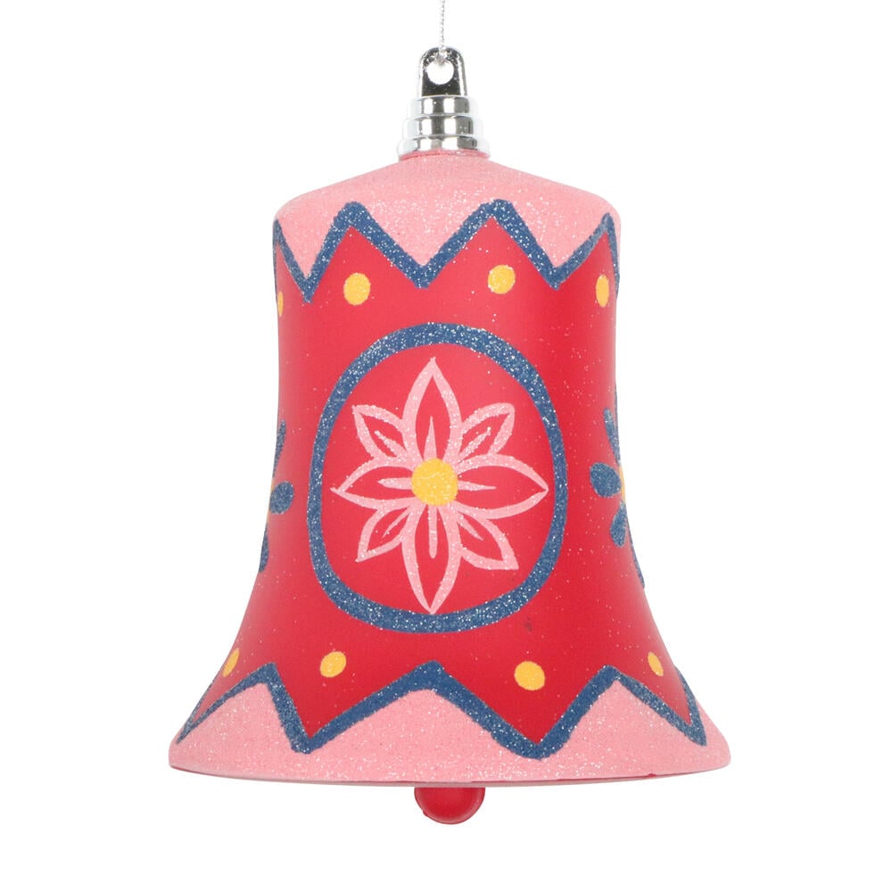 MT232022 5.5 in. Red Hand-Painted Bell Ornament - 3 Piece