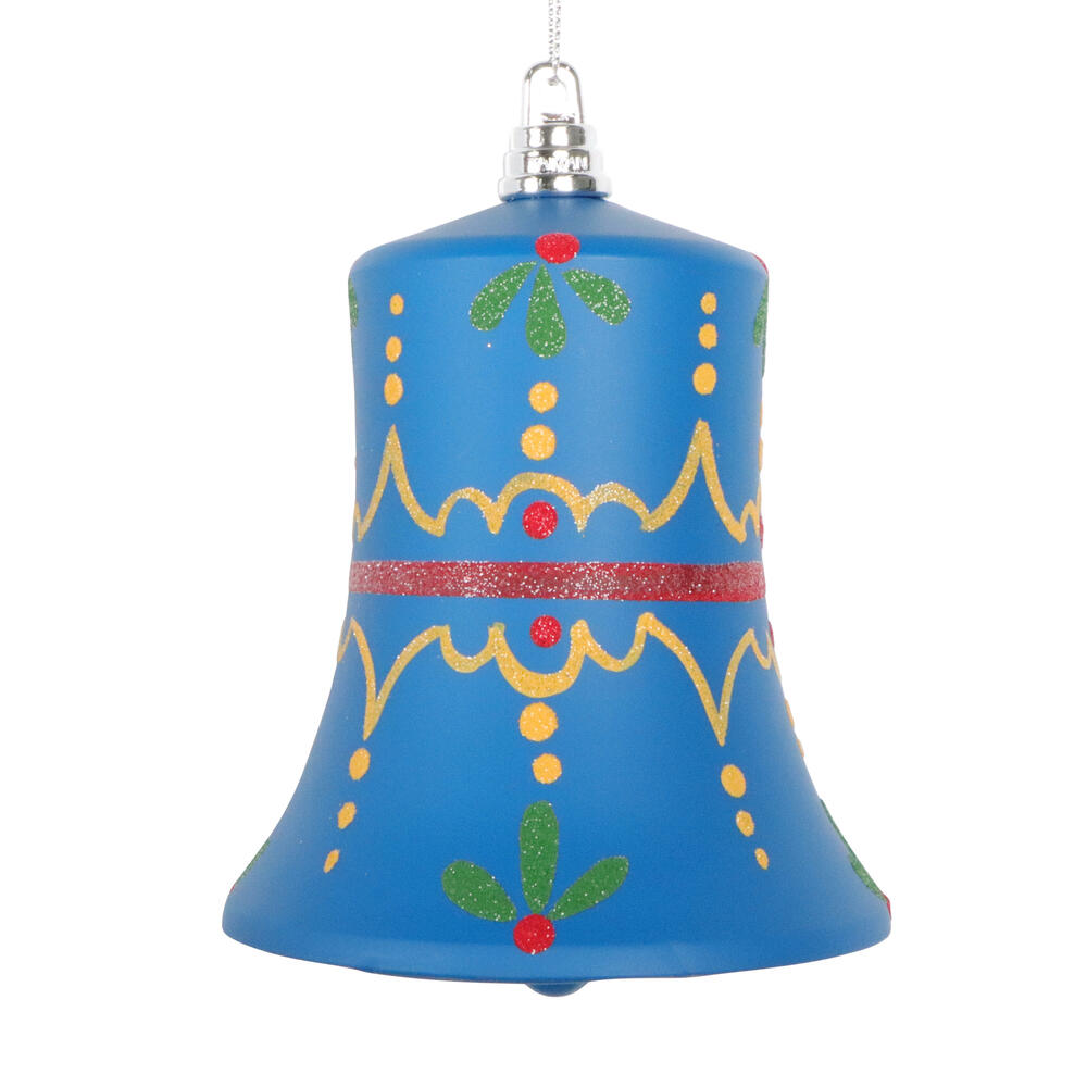 MT232042 5.5 in. Blue Hand-Painted Bell Ornament - 3 Piece