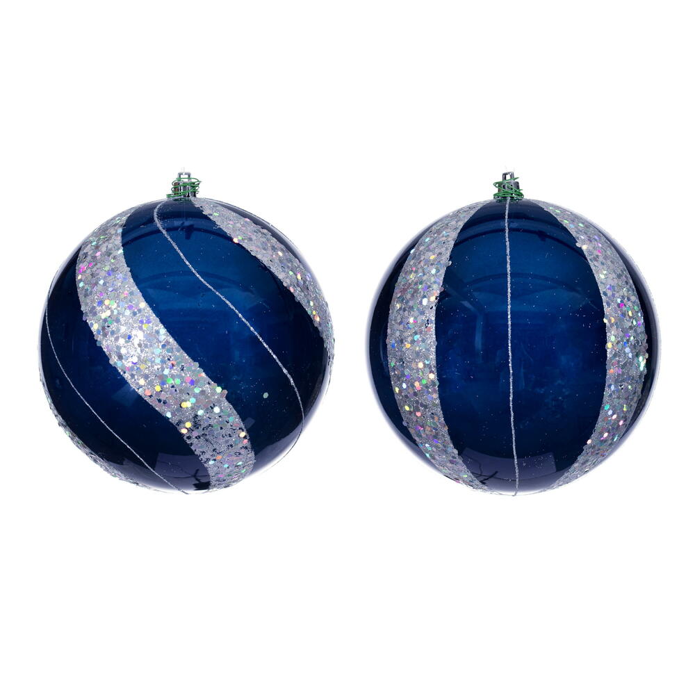 N231231D 6 in. Midnight Blue Pearl Sequin Ball Ornament Assortment