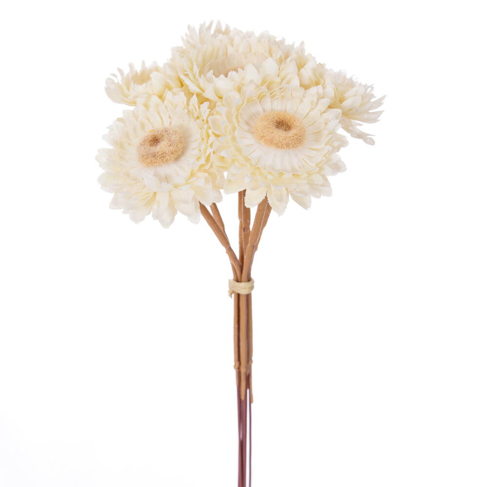 FNT236433 7 in. Cream Artificial Daisy Strawflower Stem - Bag of 6