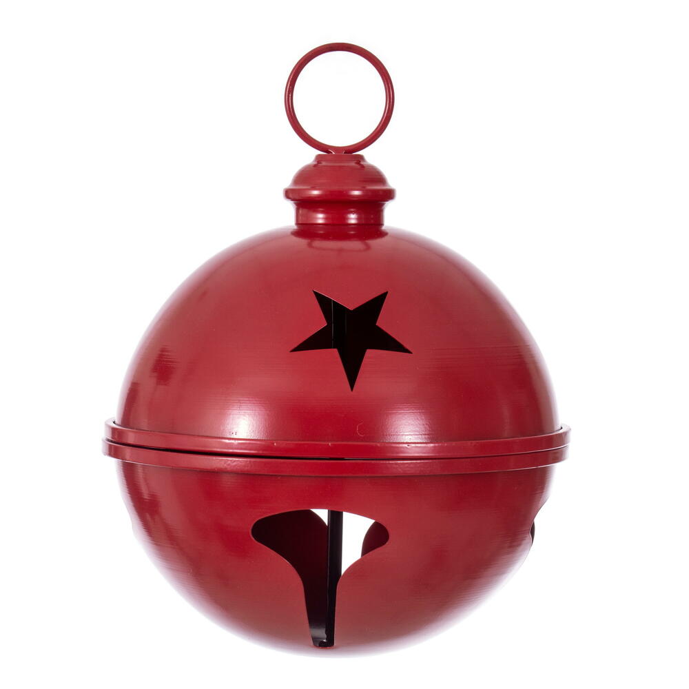 RAA231003 10 in. Matte Red Iron Bell Ornament