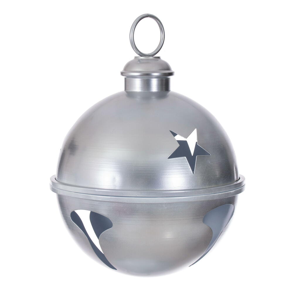 RAA231407 14 in. Matte Silver Iron Bell Ornament