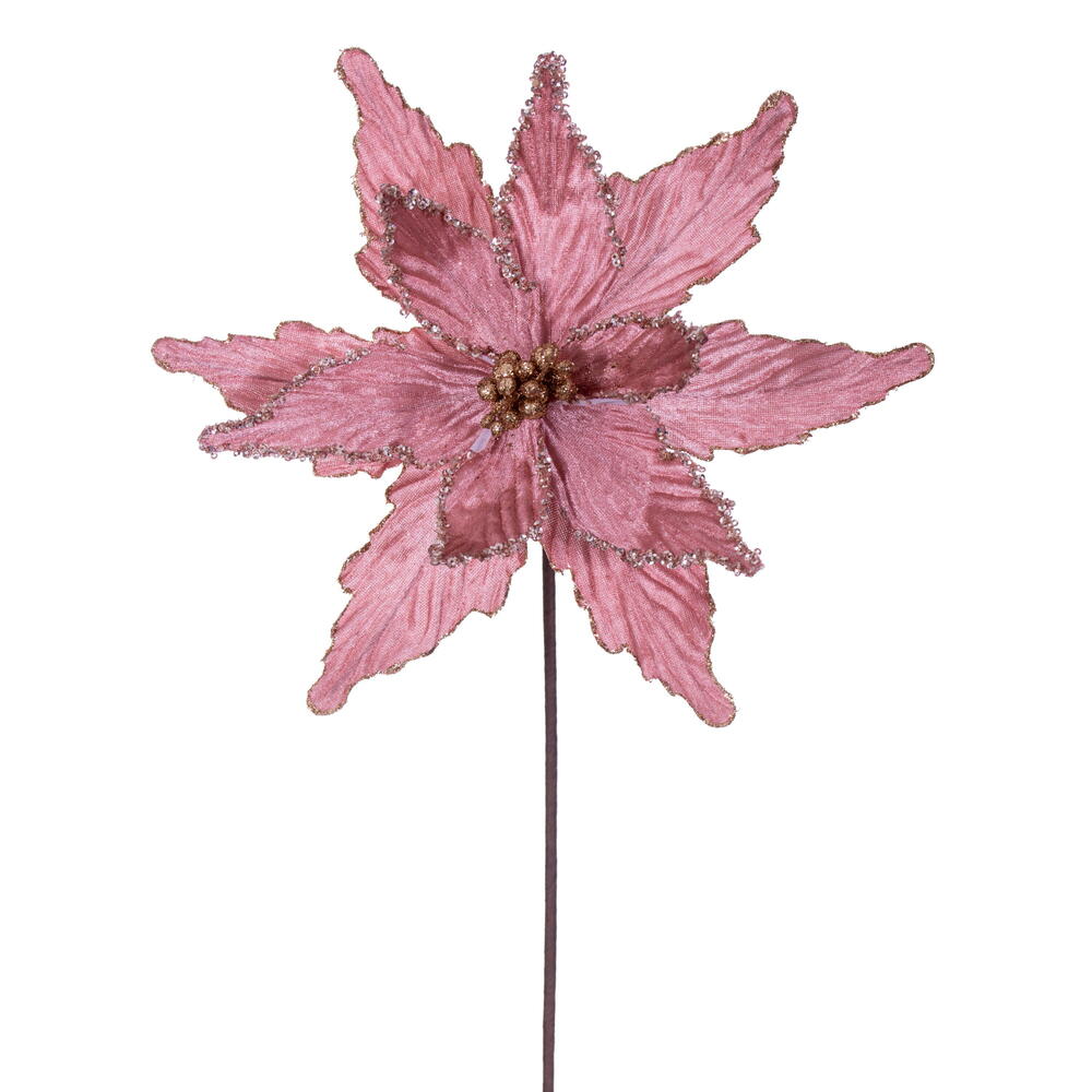 RG234958 21.5 in. Rose Gold Poinsettia Stem - 6 Piece