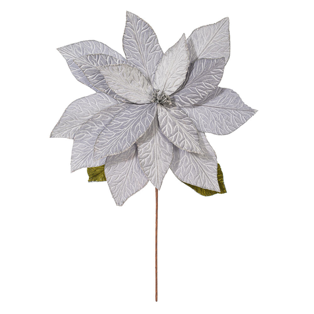 RG237707 27.5 in. Silver Poinsettia Stem - 2 Piece