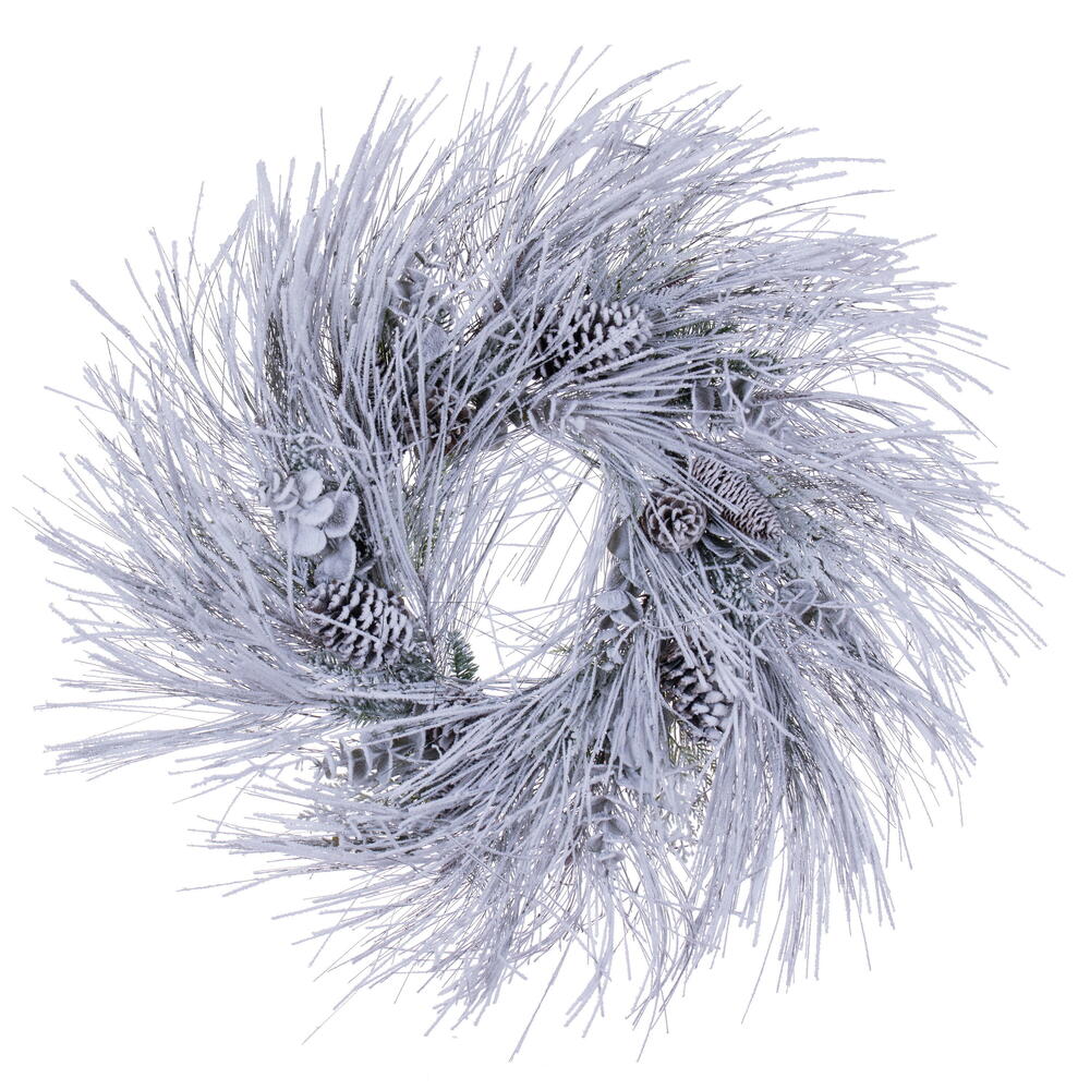 RK235836 36 in. Artificial Flocked Green Long-Needle Christmas Wreath Unlit - White