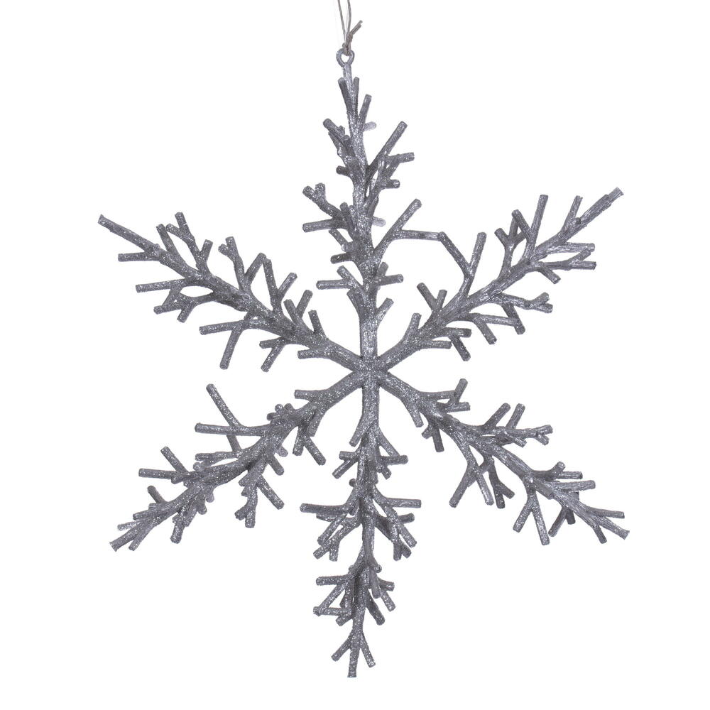 RV230607 12 in. Silver Twig Snowflake Ornament - 3 Piece