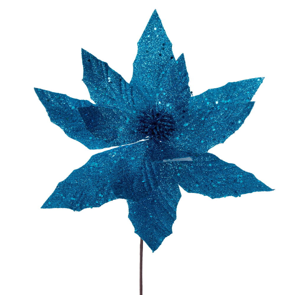 QG230912 14 in. Artificial Turquoise Poinsettia Stem - 6 Per Bag